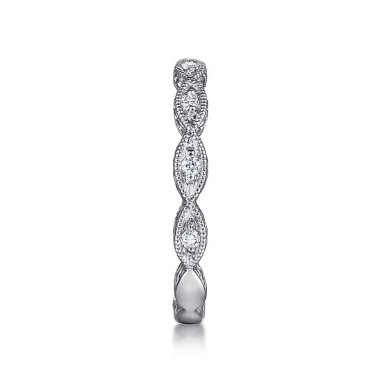 14K White Gold Diamond Bujukan Marquise Station Ring angle 4