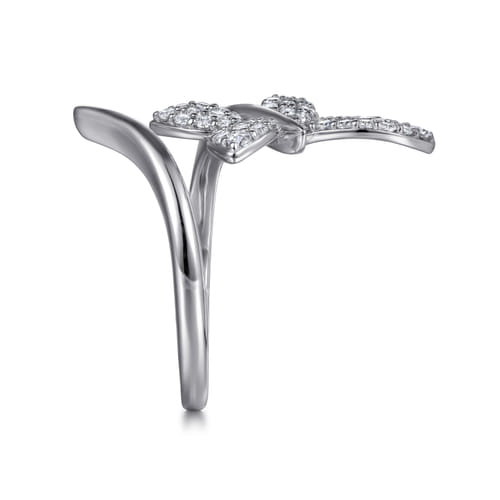 14K White Gold Diamond Butterfly Bypass Ring