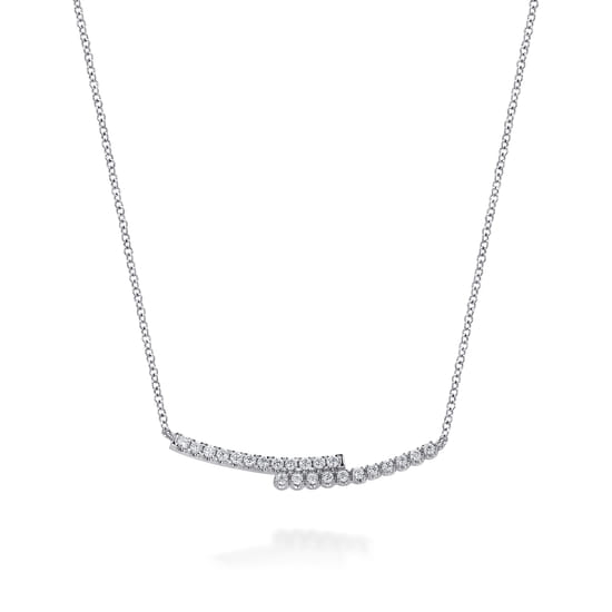 Gabriel - 14K White Gold Diamond Bypass Bar Necklace