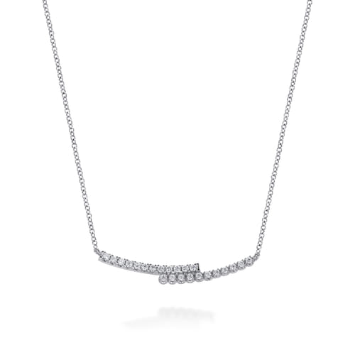 14K White Gold Diamond Bypass Bar Necklace 14K White Gold Diamond Bypass Bar Necklace