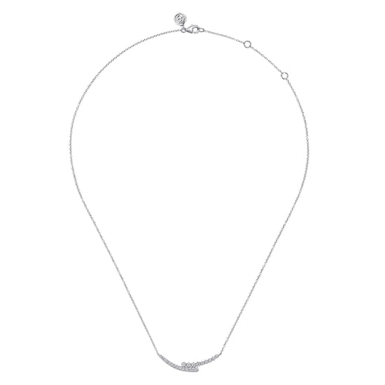 14K White Gold Diamond Bypass Bar Necklace angle 2