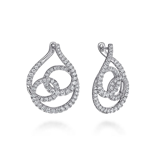 14K White Gold Diamond Bypass Earrings