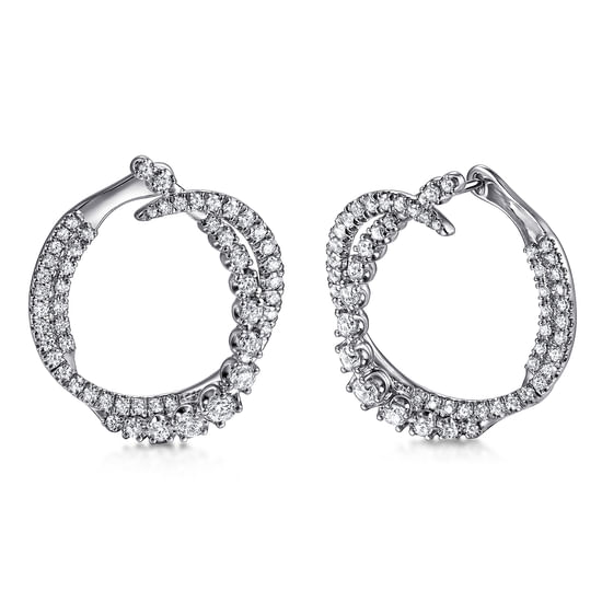 Gabriel - 14K White Gold Diamond Bypass Hoop Earrings