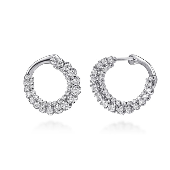 Gabriel - 14K White Gold Diamond Bypass Hoop Earrings