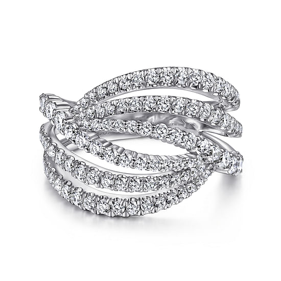 Gabriel - 14K White Gold Diamond Bypass Multi Row Ring