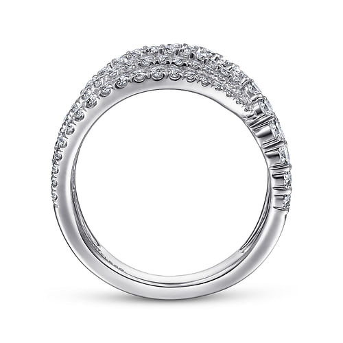 14K White Gold Diamond Bypass Multi Row Ring