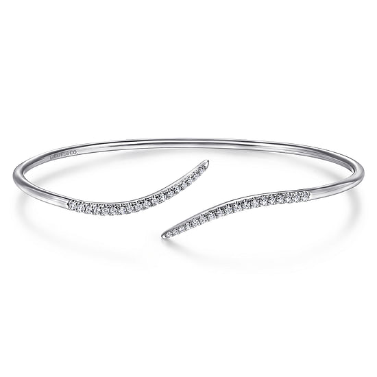 Gabriel - 14K White Gold Diamond Bypass Open Bangle