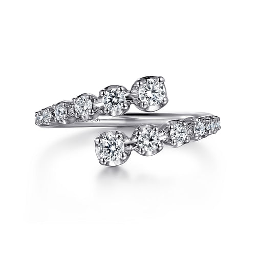 14K White Gold Diamond Bypass Ring