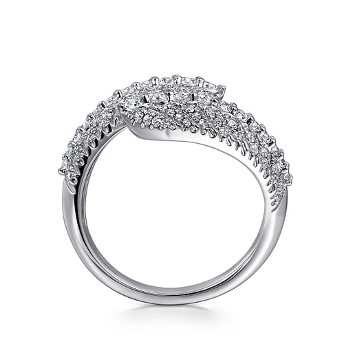 14K White Gold Diamond Bypass Ring