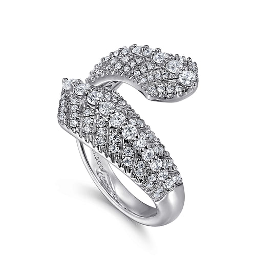 14K White Gold Diamond Bypass Ring