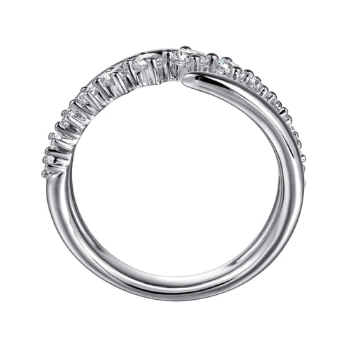 14K White Gold Diamond Bypass Ring