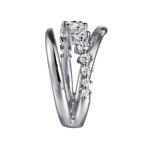 14K White Gold Diamond Bypass Ring