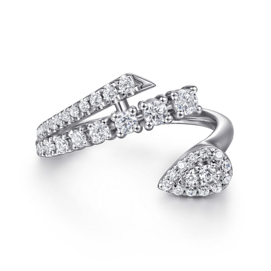 14K White Gold Diamond Bypass Ring