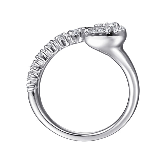 14K White Gold Diamond Bypass Ring angle 2