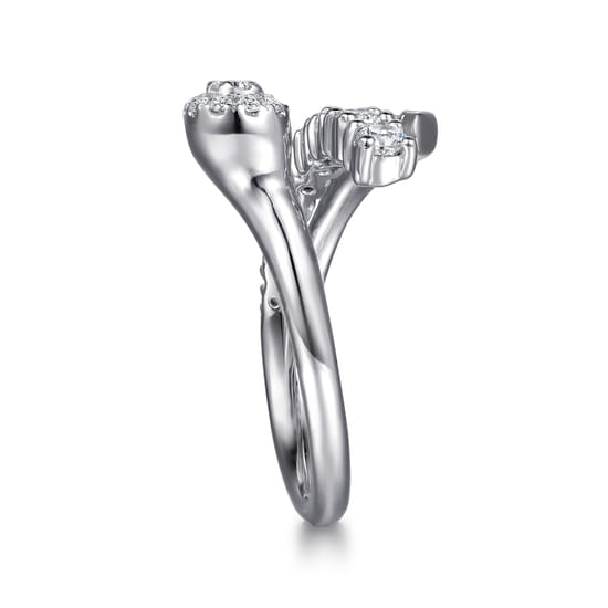 14K White Gold Diamond Bypass Ring angle 4