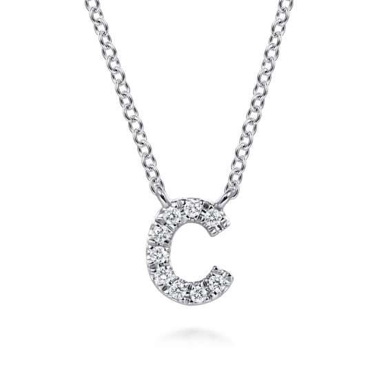 Gabriel - 14K White Gold Diamond C Initial Pendant Necklace