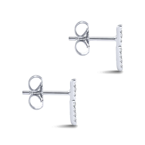 14K White Gold Diamond Chevron Earrings