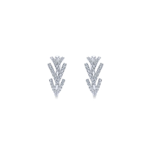 14K White Gold Diamond Chevron Earrings