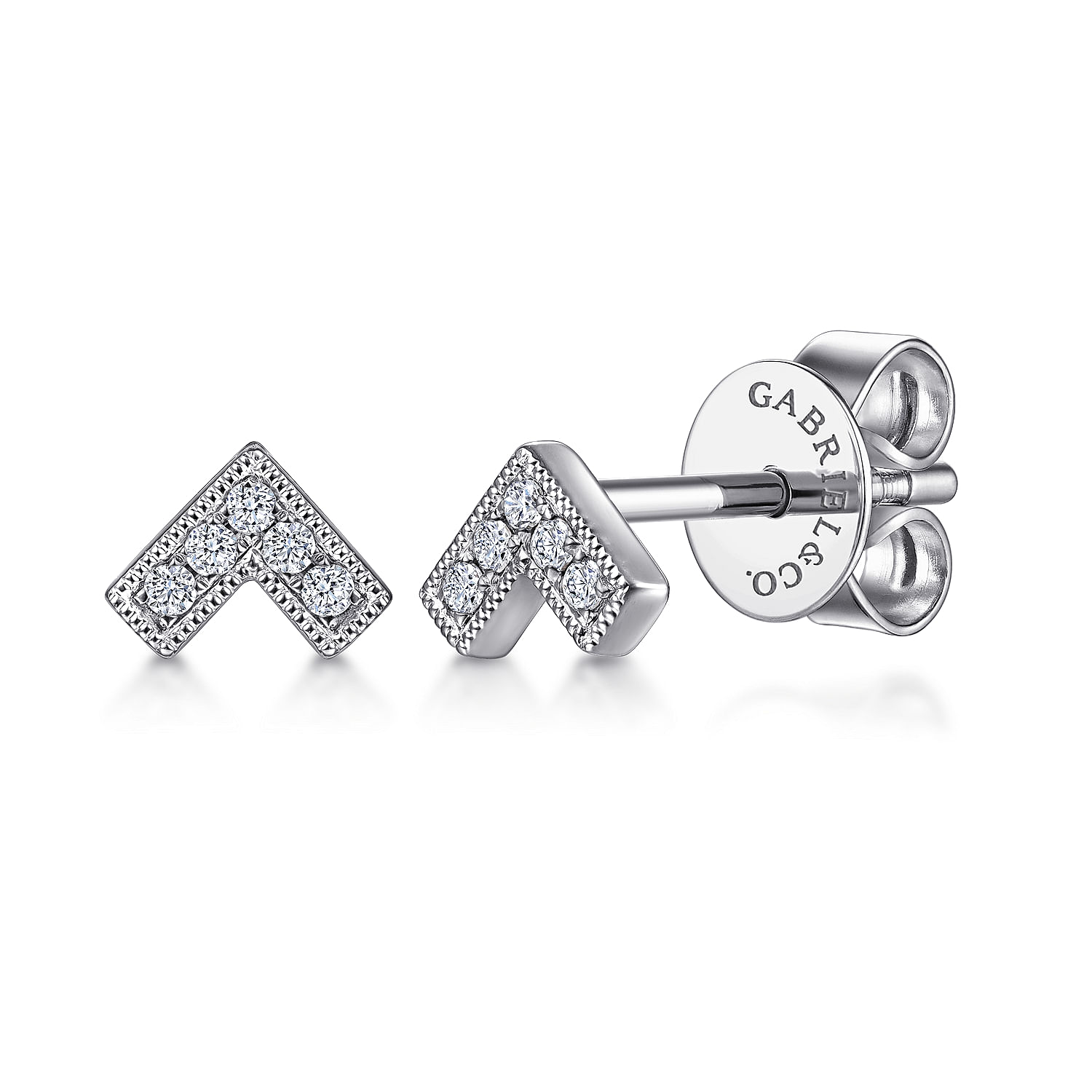 Gabriel - 14K White Gold Diamond Chevron Earrings