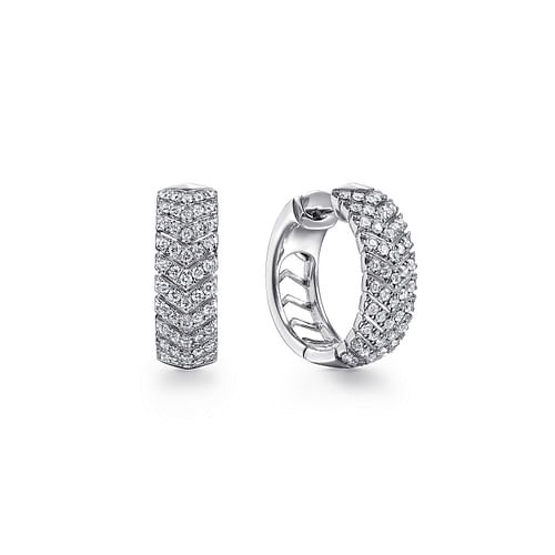 14K White Gold Diamond Chevron Earrings