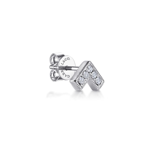 14K White Gold Diamond Chevron Earrings