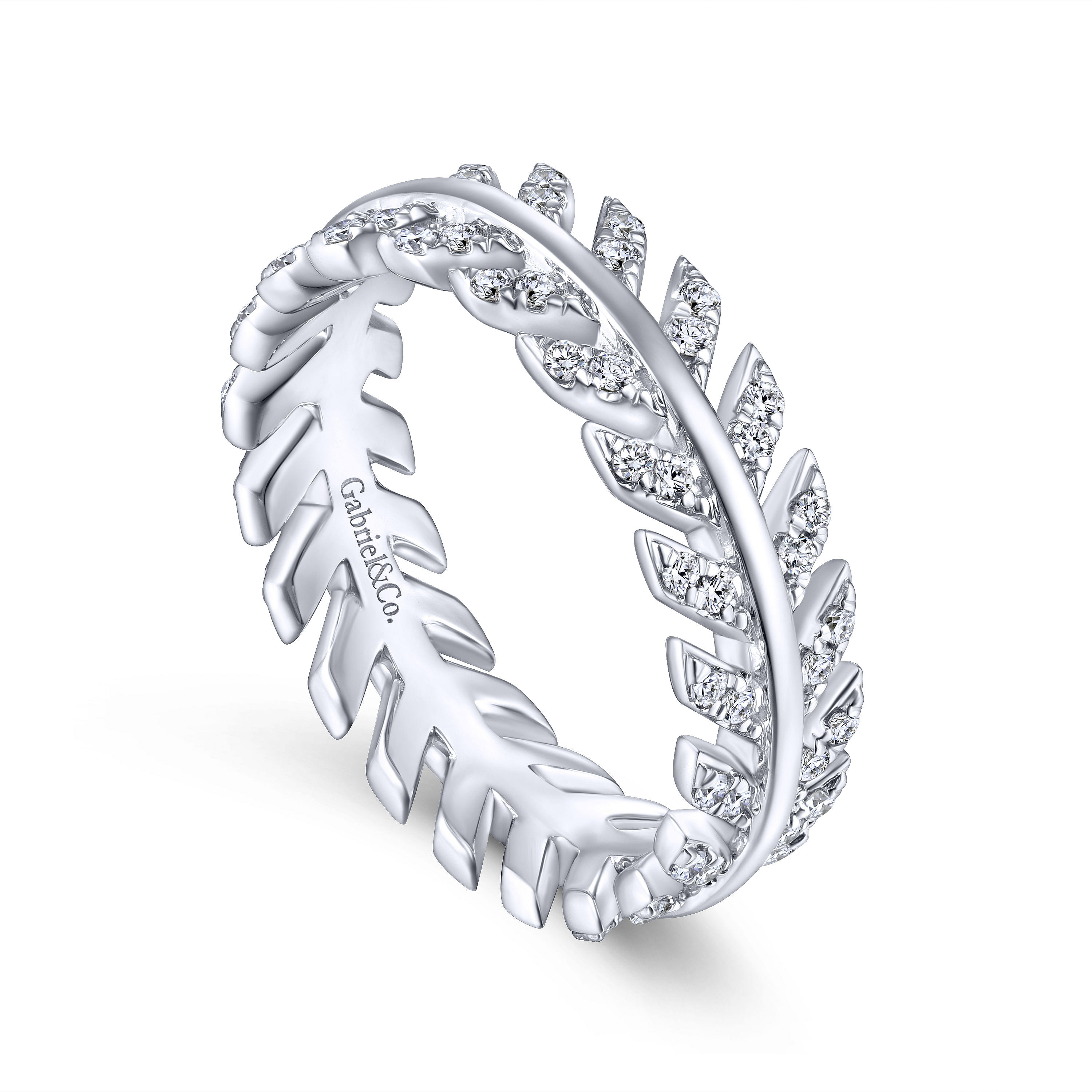 14K White Gold Diamond Chevron Eternity Ring