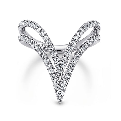 14K White Gold Diamond Chevron Ladies' Ring