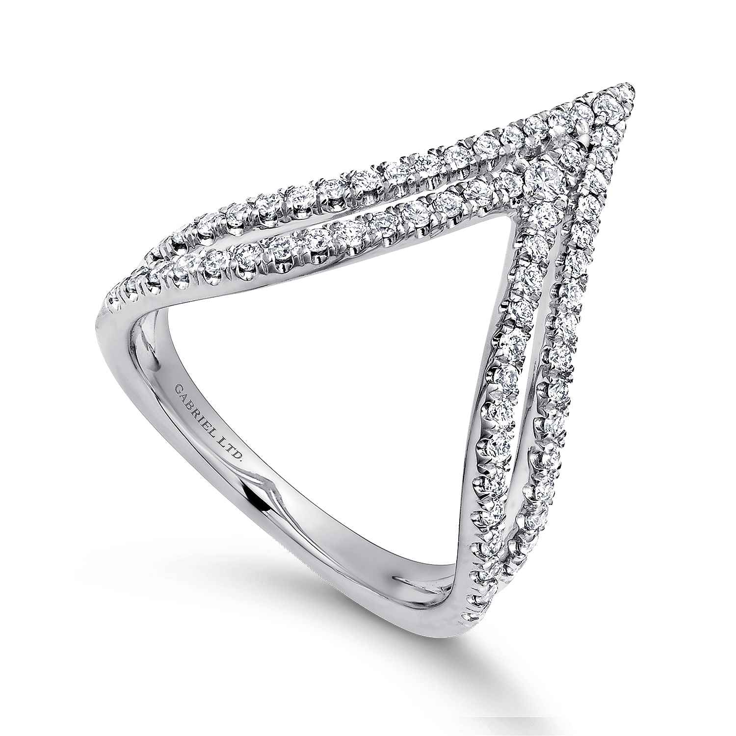 14K White Gold Diamond Chevron Ladies' Ring
