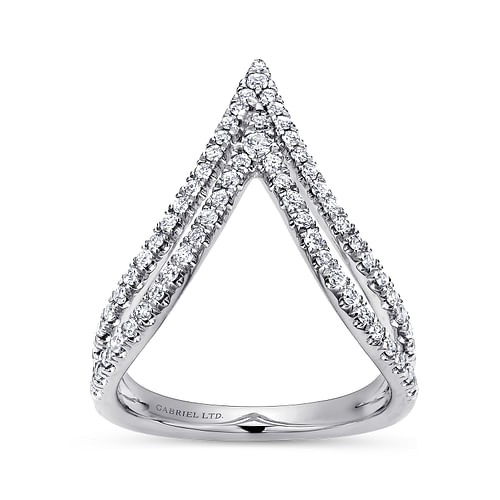 14K White Gold Diamond Chevron Ladies' Ring