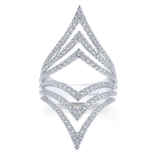 14K White Gold Diamond Chevron Ladies' Ring