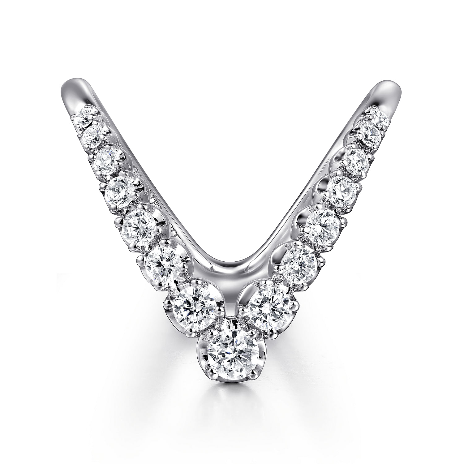 Gabriel - 14K White Gold Diamond Chevron Ladies Ring