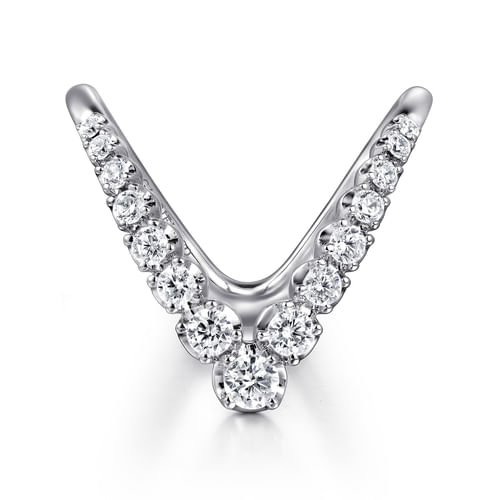 14K White Gold Diamond Chevron Ladies Ring