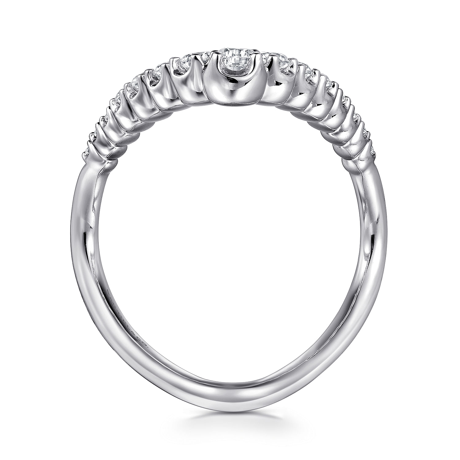14K White Gold Diamond Chevron Ladies Ring
