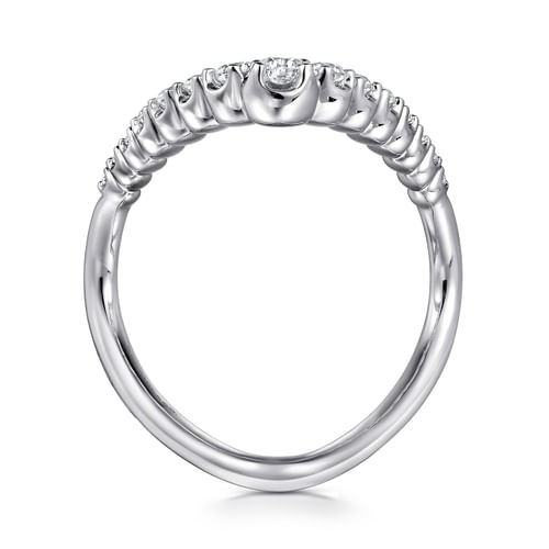 14K White Gold Diamond Chevron Ladies Ring