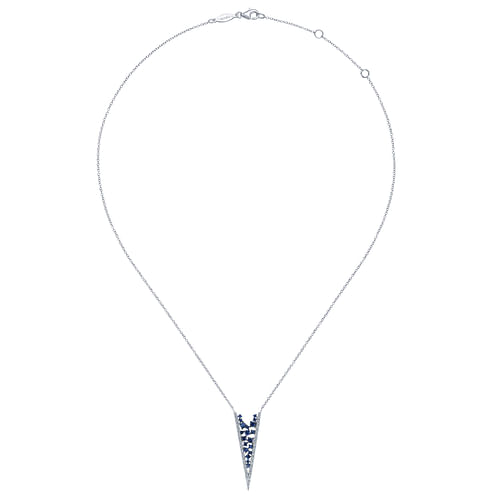 14K White Gold Diamond Chevron Necklace