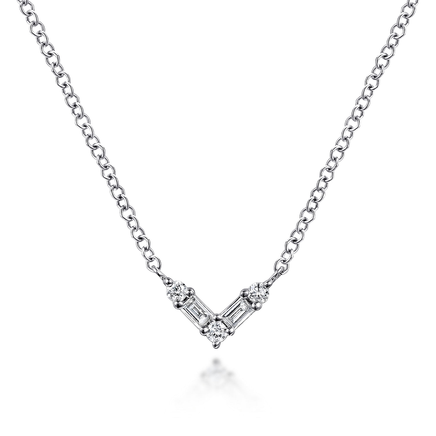 Gabriel - 14K White Gold Diamond Chevron Necklace