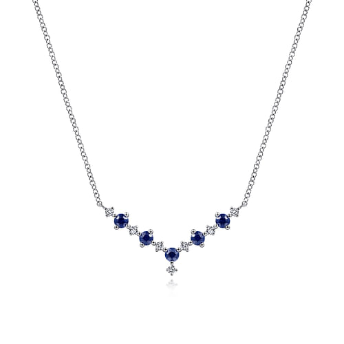 14K White Gold Diamond Chevron Necklace