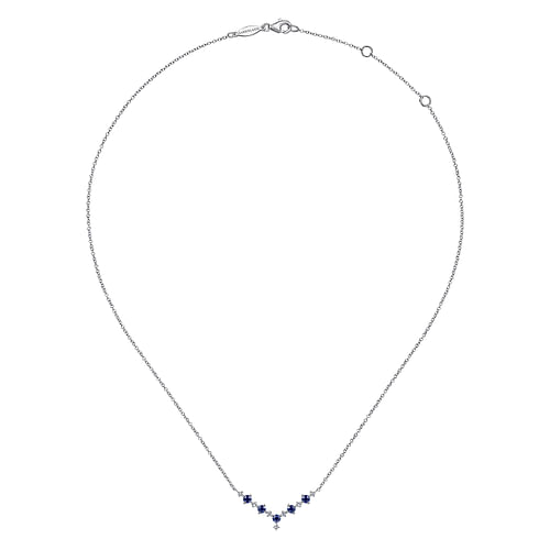 14K White Gold Diamond Chevron Necklace