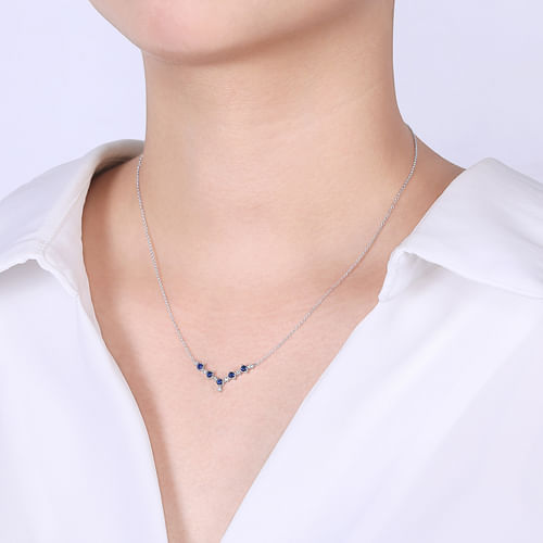 14K White Gold Diamond Chevron Necklace