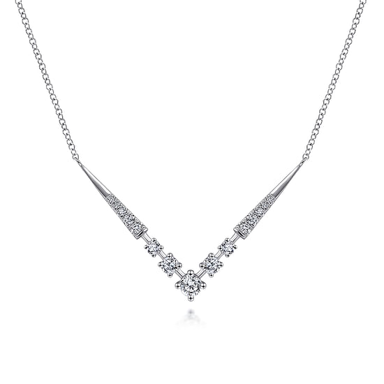 Gabriel - 14K White Gold Diamond Chevron Necklace