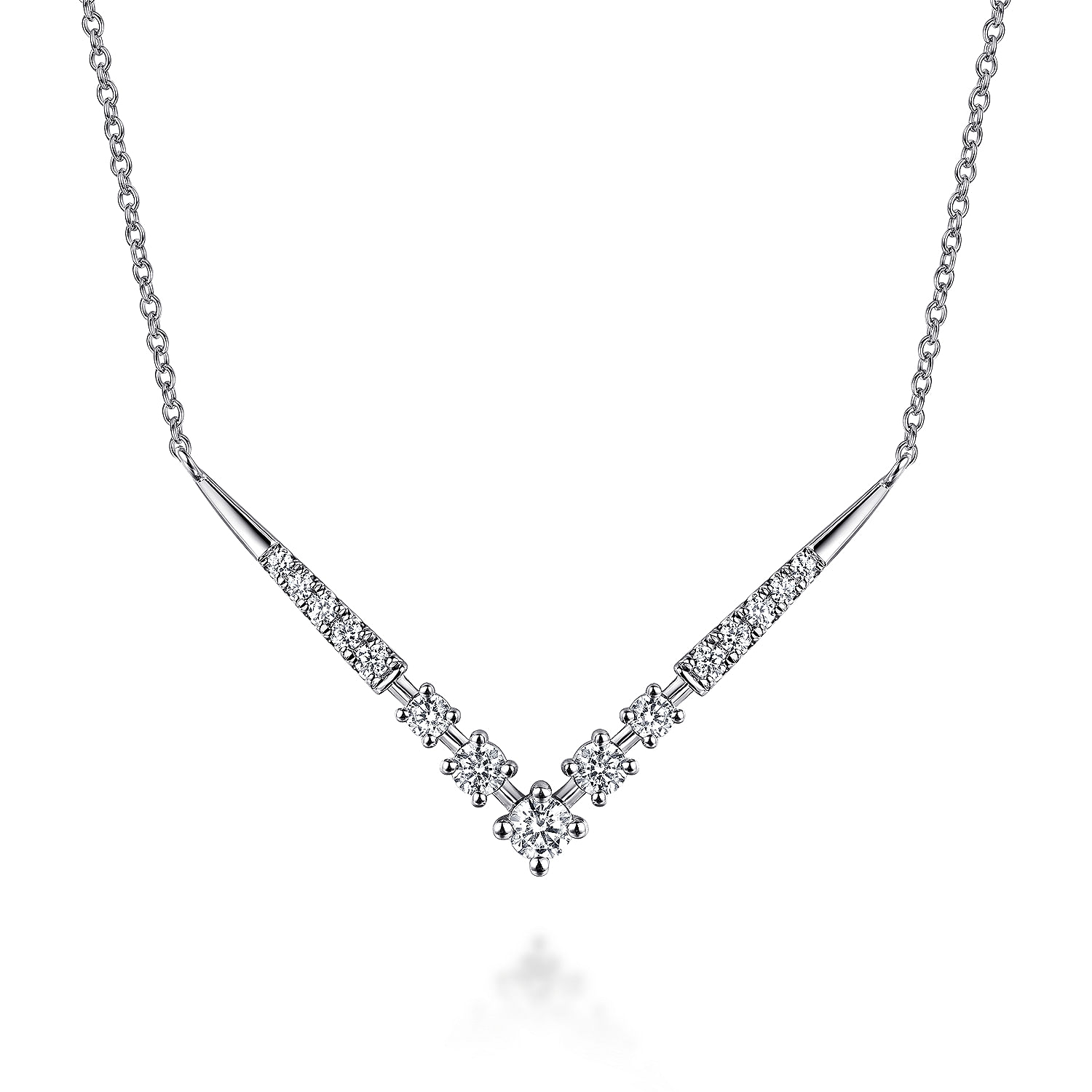 Gabriel - 14K White Gold Diamond Chevron Necklace