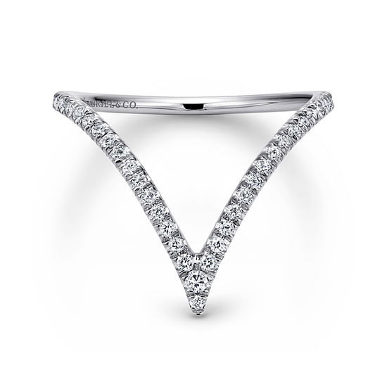 Gabriel - 14K White Gold Diamond Chevron Ring