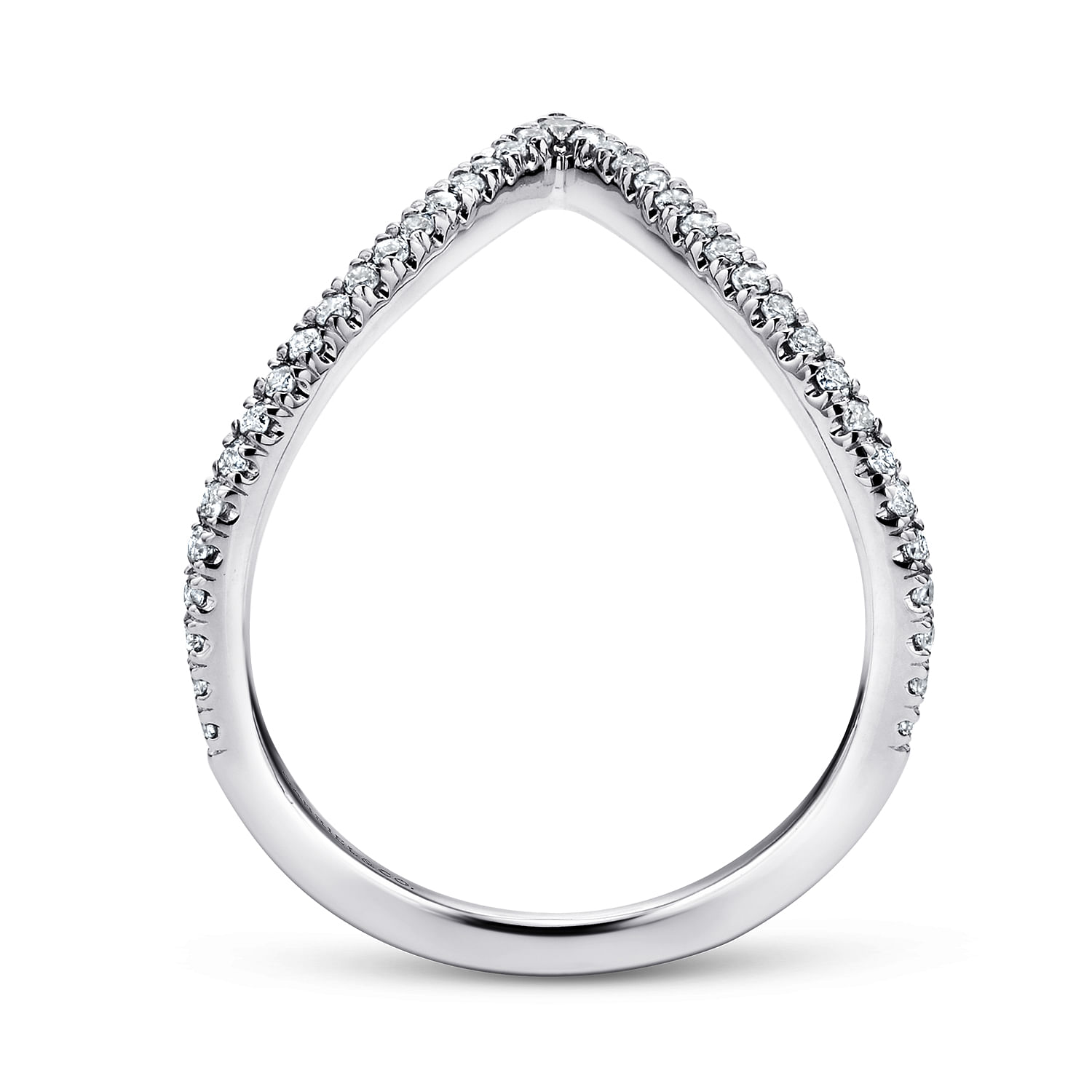 14K White Gold Diamond Chevron Ring