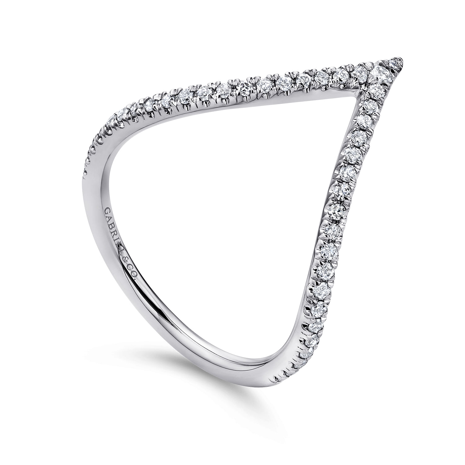 14K White Gold Diamond Chevron Ring
