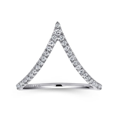 14K White Gold Diamond Chevron Ring
