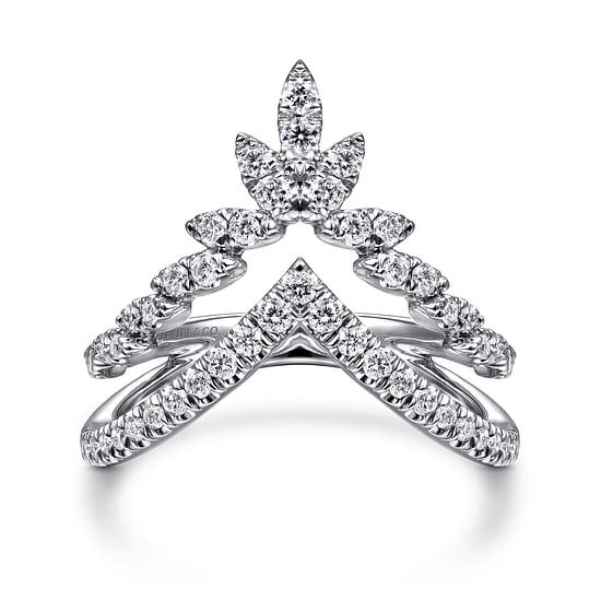 Gabriel - 14K White Gold Diamond Chevron Ring