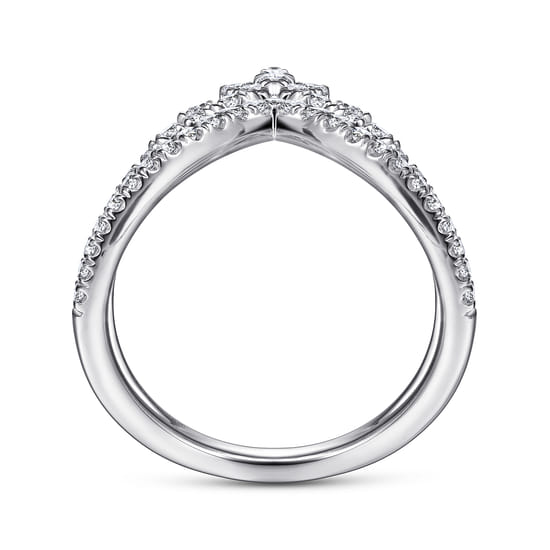 14K White Gold Diamond Chevron Ring angle 2