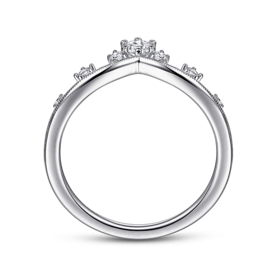 14K White Gold Diamond Chevron Ring angle 2