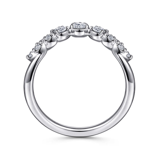 14K White Gold Diamond Chevron Ring angle 2