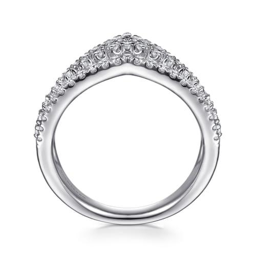 14K White Gold Diamond Chevron Ring
